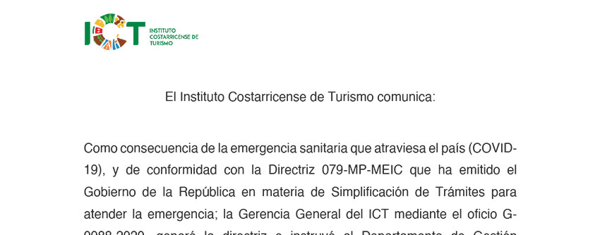 Directriz G-0988-2020 ICT Extensión vigencia Credenciales Guías y Certificados Transporte Terrestre Turistas