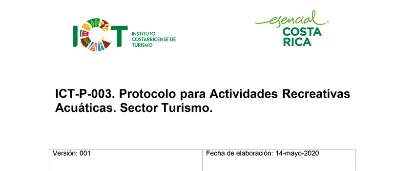 Protocolo ICT-P-003 Actividades Recreativas Acuáticas. Sector Turismo