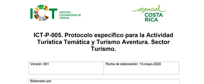 Protocolo ICT-P-005 Sub sector Actividades Temáticas y Turismo Aventura